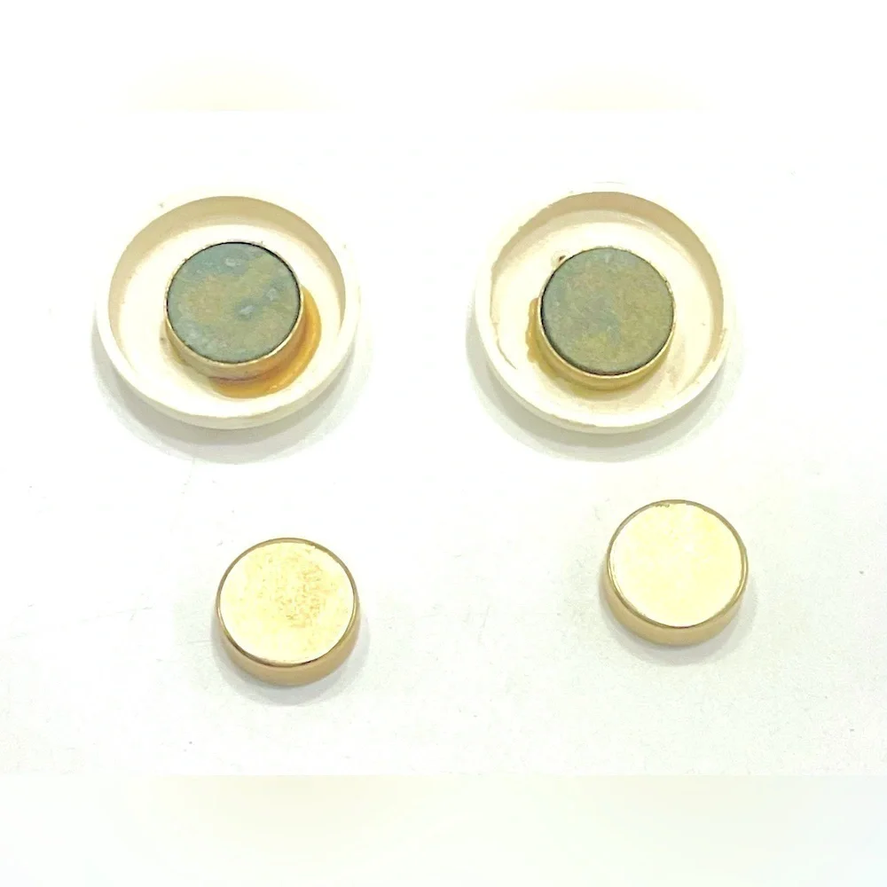 3/$18 Magnetic Earrings Button Gold Metallic Daisy Non-Pierced Rhinestones